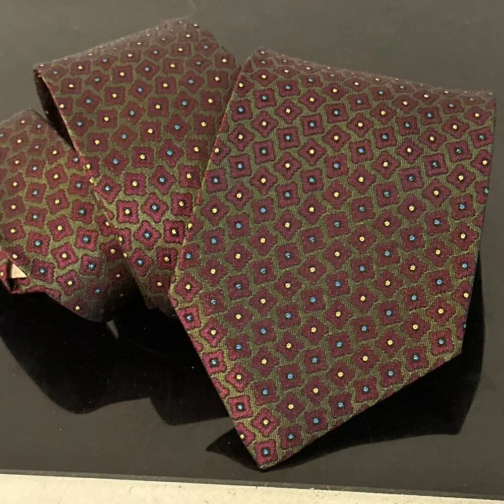 Gucci Logo Silk Tie Purple Green Mint Mens Silk Vintage Goth Couture Artsy EUC